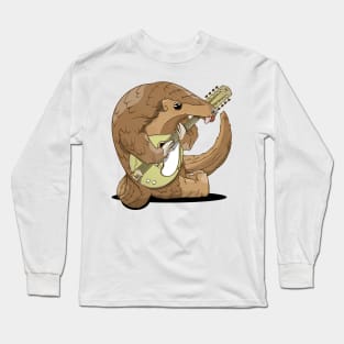 Cartoon pangolin playing a mandolin Long Sleeve T-Shirt